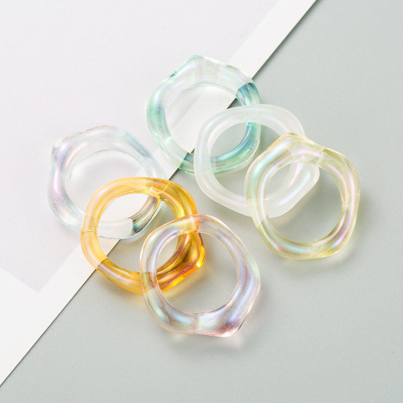 Korea Transparentes Neues Transparentes Resin Color Ring Set display picture 4