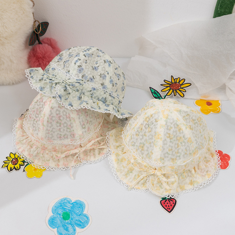 Baby Girl's Sweet Flower Lace Bucket Hat display picture 2