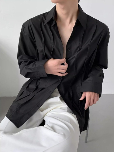 Subculture Design Shirt with Gentle Mature Long Sleeve Aesthetic Top with Refined Sense of Style, Celibate Style Trendy Brand Fashion Spring and Autumn