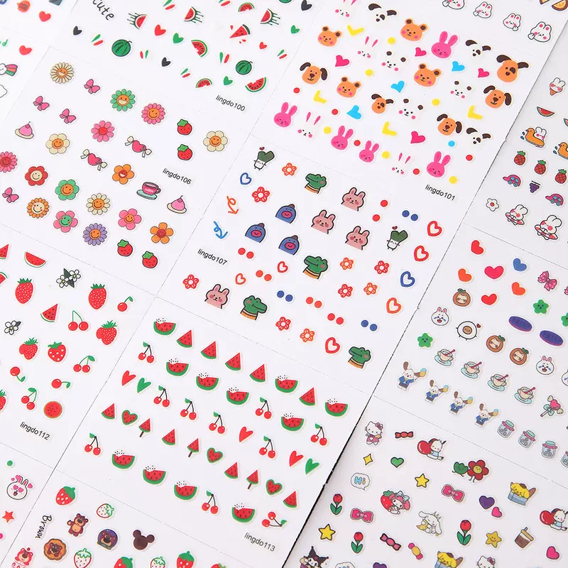 儿童可爱卡通西瓜草莓蛋糕指甲贴宝宝防水美甲贴花玩具小兔子贴纸