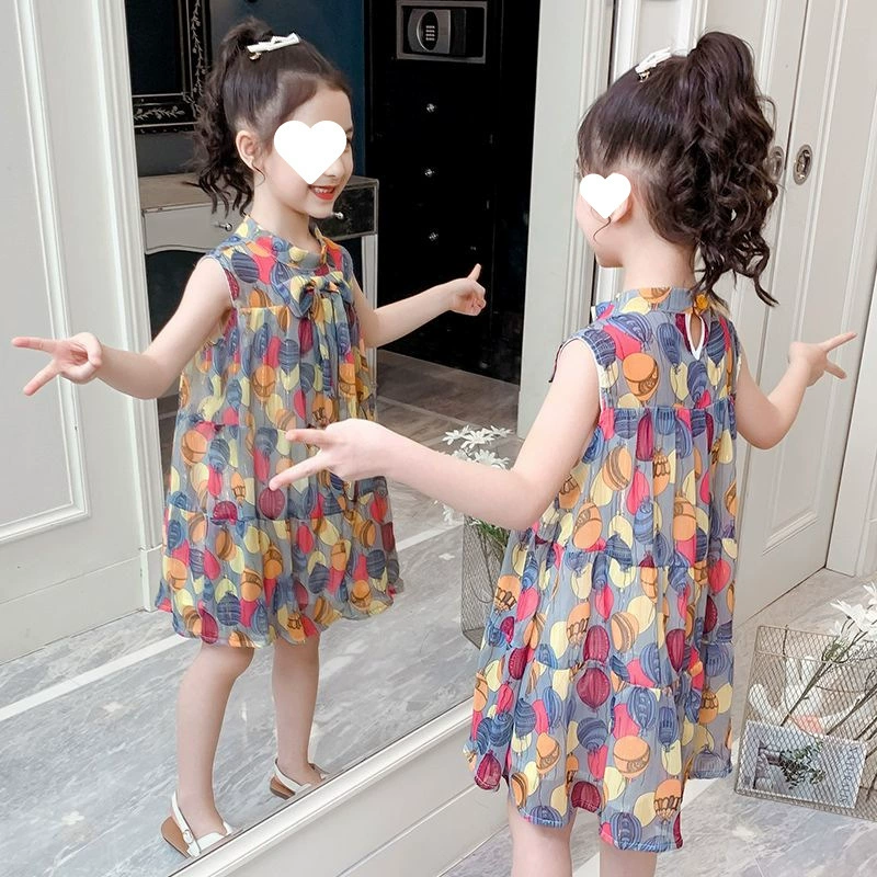 Детская одежда, шифоновое платье для девочек, лето 2025, новый стиль, средний и большой детский стиль, платье принцессы интернет-знаменитостей, платье для маленькой девочки