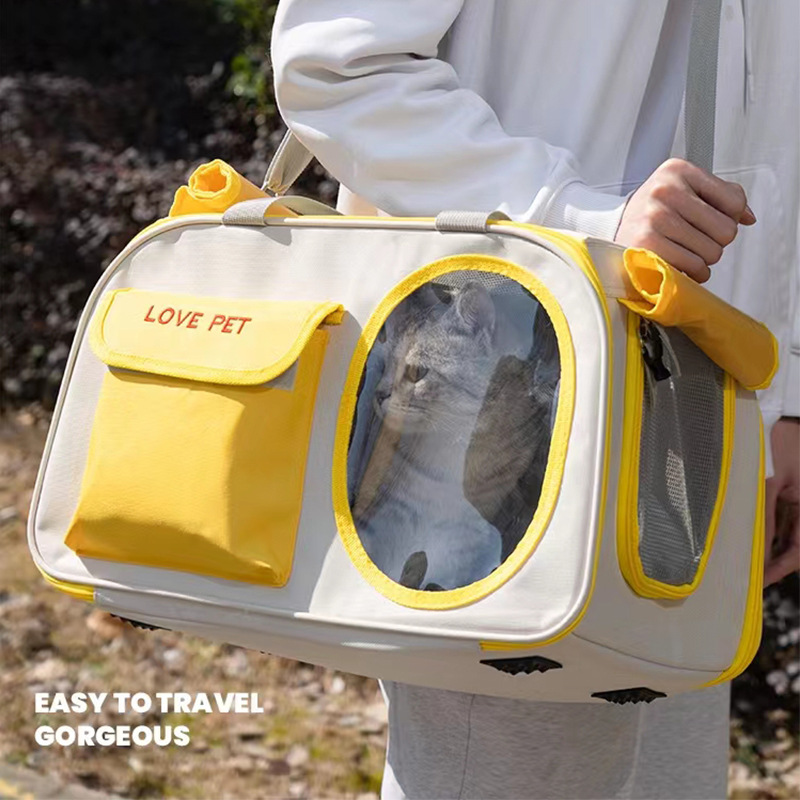 Cat backpack for outdoor travel, breathable cat bag, spacecraft-style cat cage, portable cat carrier, large-capacity pet cat bag