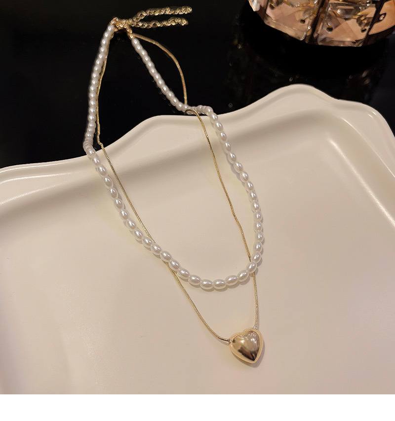 Simple Style Heart Shape Copper Plating Layered Necklaces 1 Piece