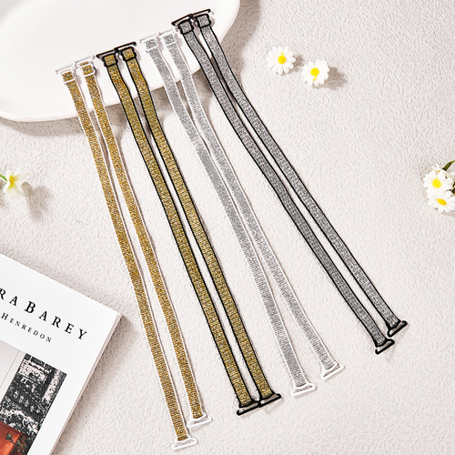 Foreign trade shoulder straps gold strap silver non-slip underwear shoulder strap accessories cross one-line collar transparent female invisible bra strap off the shoulder