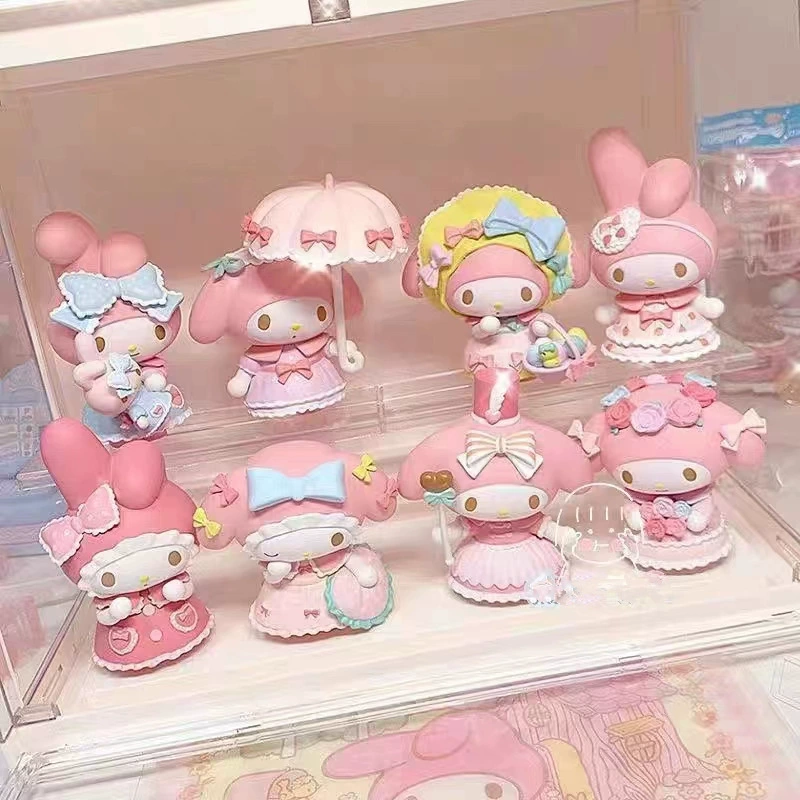 Sanrio Melody Tea Party Blind Box Интернет-знаменитость Новый орнамент в виде собаки с корицей для девочек, милая офисная кукла ручной работы
