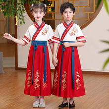 汉服男童女童时尚新款儿童国学服夏季古装中国风唐装女薄款演出服