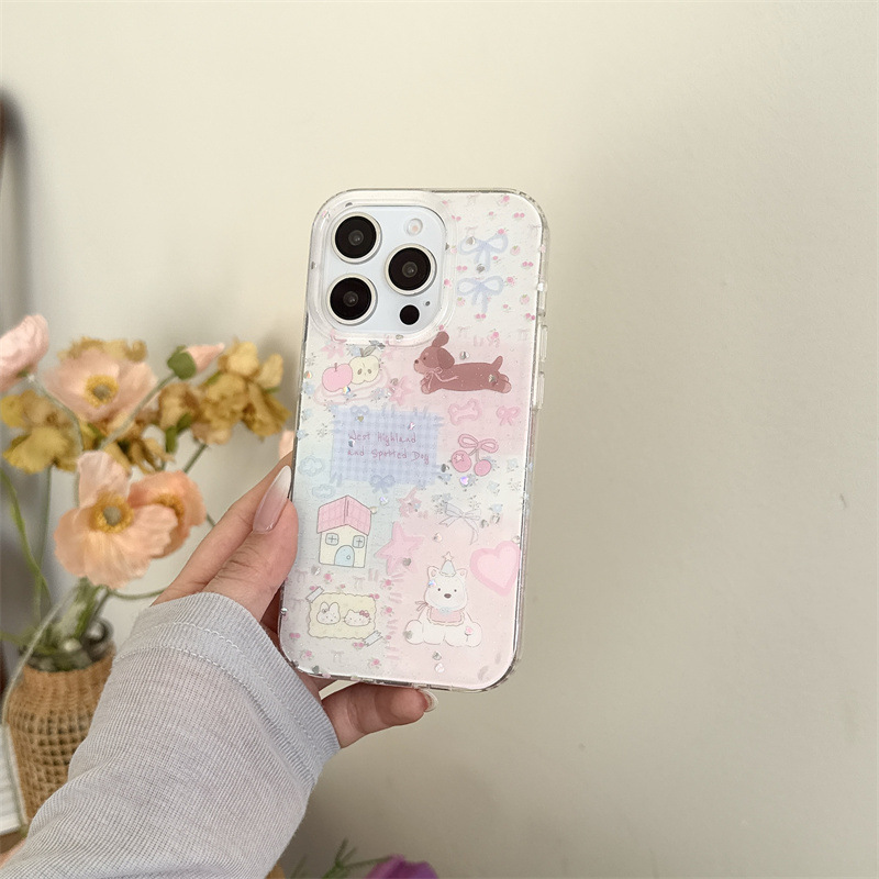 Divertido de dibujos animados florales West Highland para Apple 16PorMax funda para teléfono móvil 15Pro cadena 14/13 nuevo 15PM