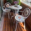 欧式铁艺休闲阳台桌椅庭院户外室外花园一桌两椅三件套组合马赛克