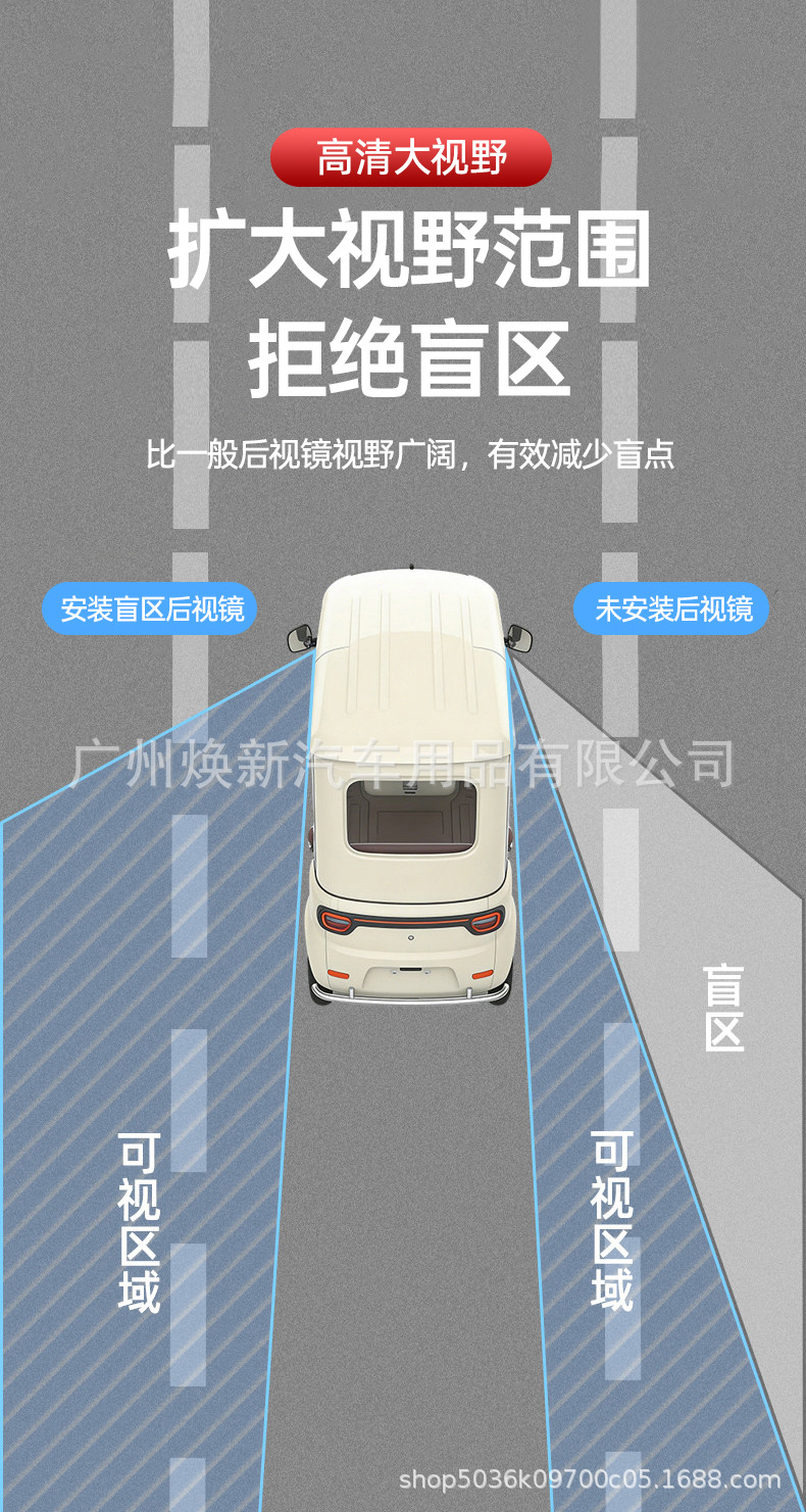 Three-wheel and four-wheel vehicle rearview mirror, car cabin mirror, reversing auxiliary mirror, in-car reflector, suction cup reversing mirror