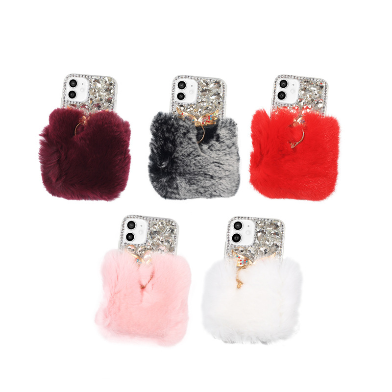 Rex Rabbit Plush Suitable for Iphone17/16 Promax Mobile Phone Case Apple 15 Stand 14 Rhinestone Protective Cover 13 Rex Rabbit Plush Suitable for Iphone17/16 Promax Mobile Phone Case Apple 15 Stand 14 Rhinestone Protective Cover 13