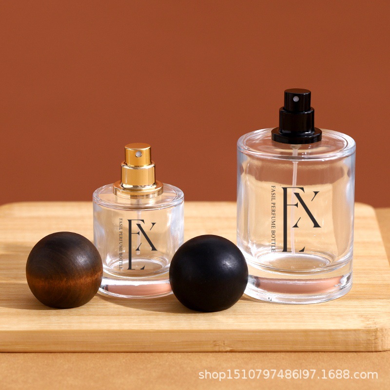 厂家直销现货30/50/100ml卡口圆柱按压喷雾透明玻璃香水分装瓶