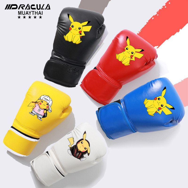 Pikachu Boxing Gloves for Boys and Girls, Suitable for Sanda and Martial Arts, Ages 3-13, Muay Thai Punching Bag Professional Gloves