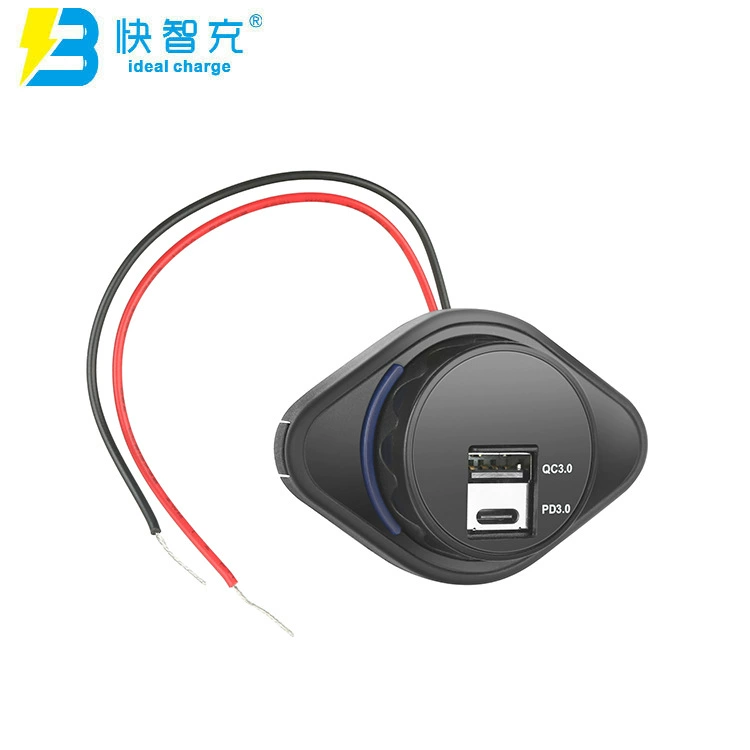 Автомобильное зарядное устройство (Ideal Charge) UCC-320, USB-A QC3.0 + USB-C PD3.0, крепление на панель, черный