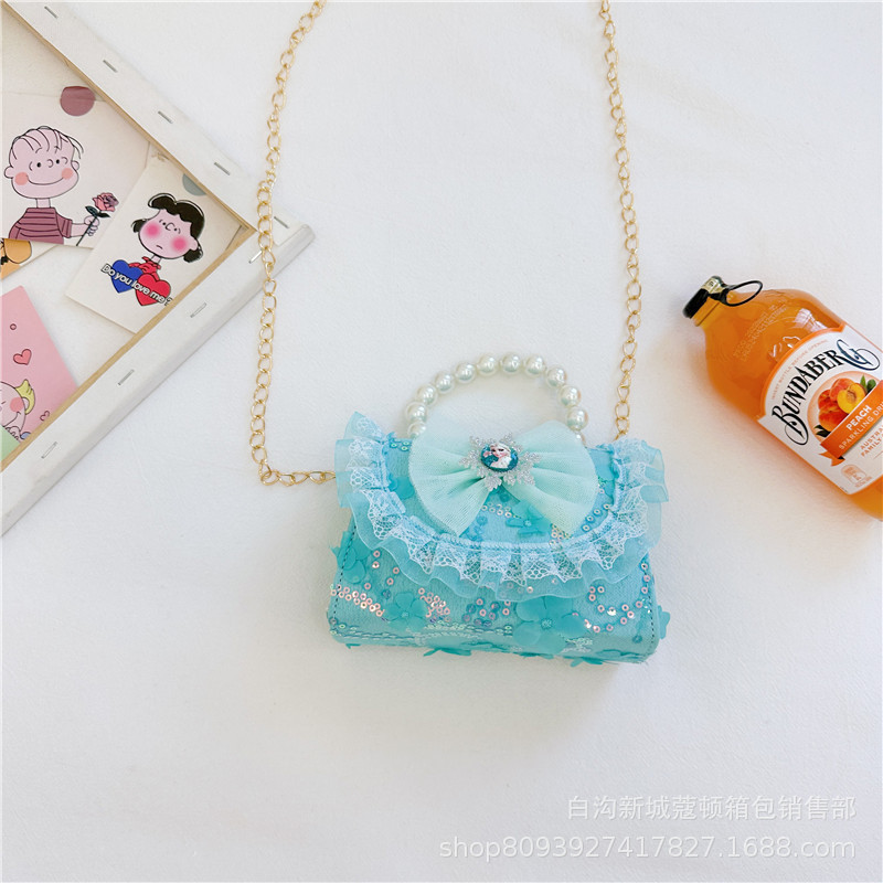Bolsos infantiles, bolsos de moda princesa de perlas, bolsos de cambio de chicas lindas, bolsos de hombro de encaje