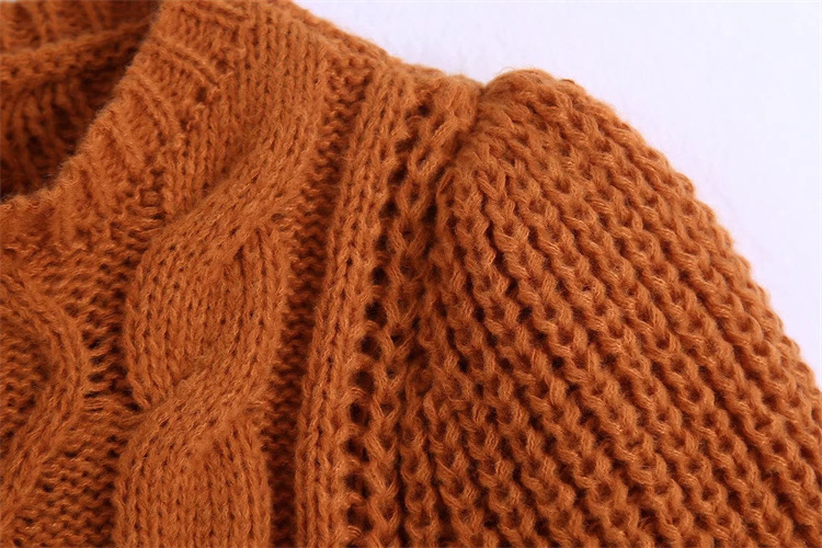 puff sleeve slim short solid color knitted sweater NSYJN118462