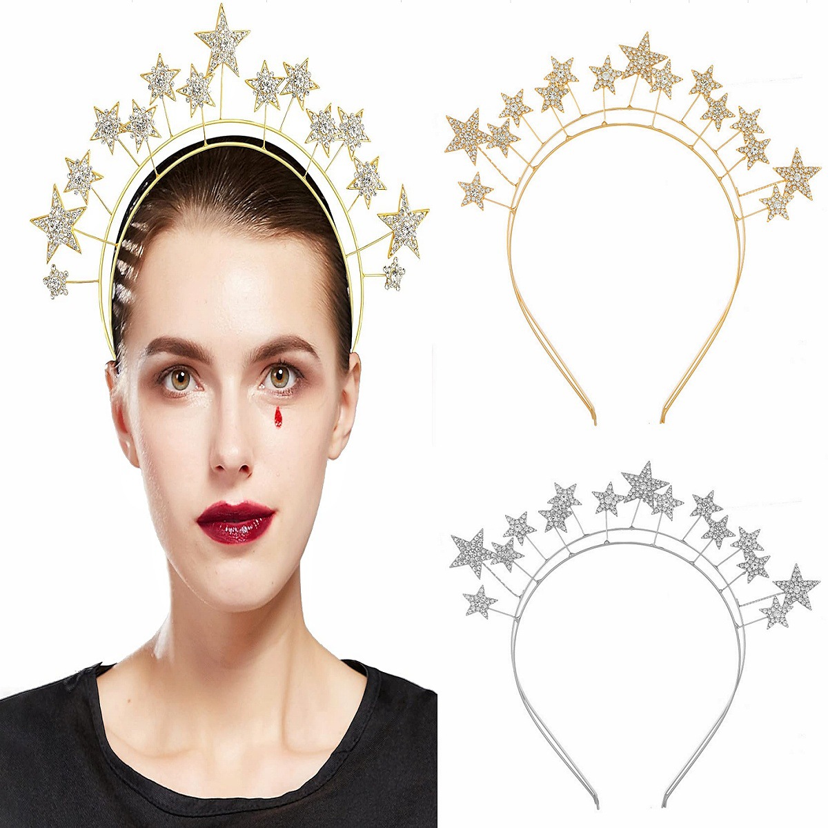 Comercio exterior nuevo toque de novia doble estrella aleación de diamantes personalidad banda banda de cumpleaños