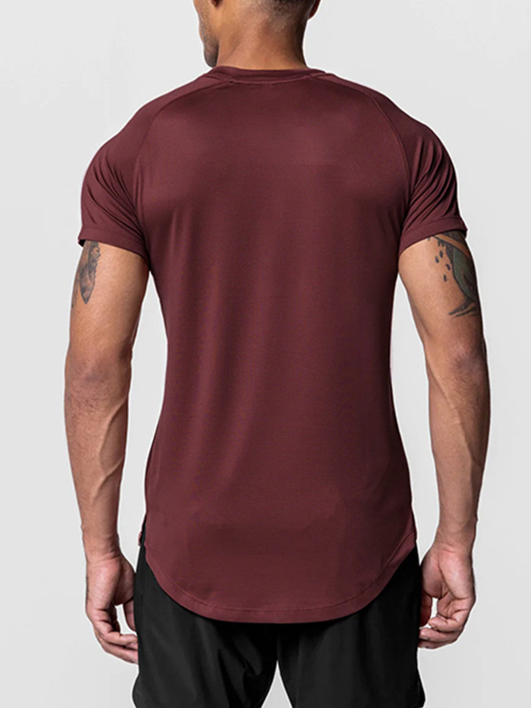 Camiseta de verano para hombre, estilo americano, juvenil, de seda de leche, raglán, manga corta, de secado rápido, deportiva, de alta elasticidad.