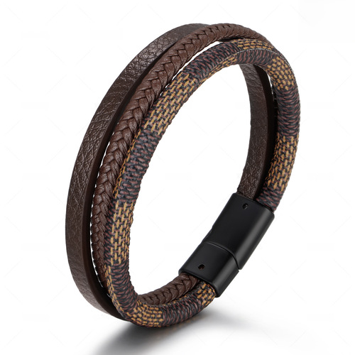Cross-border e-commerce: Vintage-inspired, Retro-Style Leather Bracelet – Unisex, Multi-Layer, Handwoven Design with Magnetic Clasp