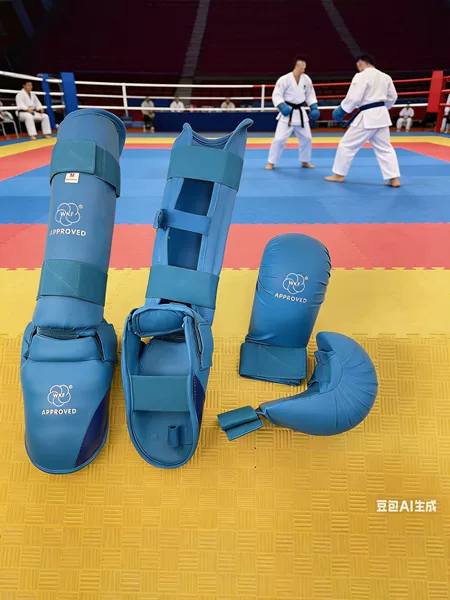 Wkf Karate Special Leg Guards and Gloves for Competition Training, Thickened Shin Guards, Sanda Fighting, Muay Thai Protective Gear Set