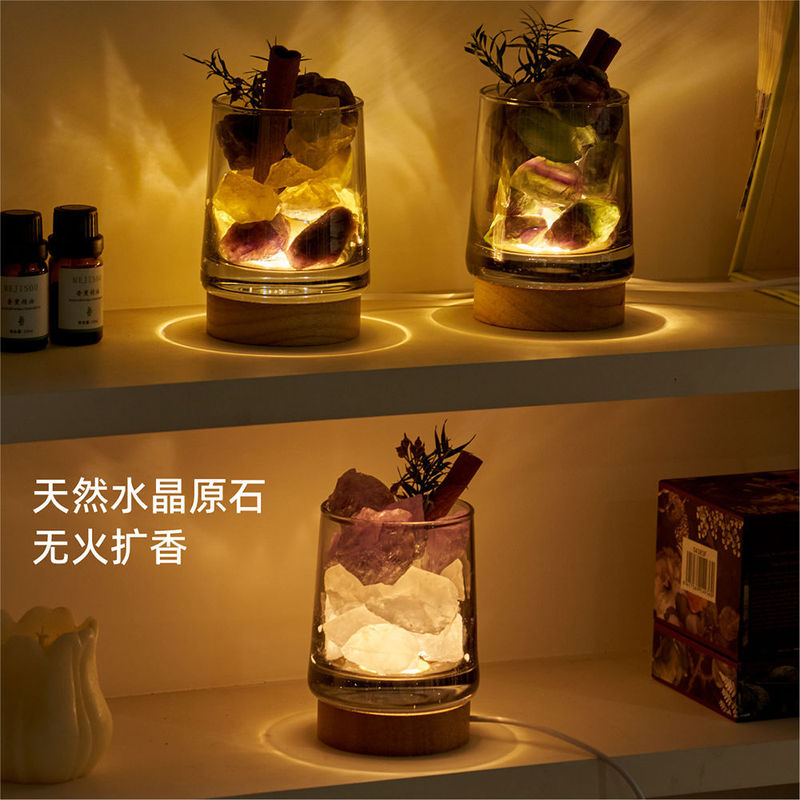 Himalayan Natural Salt Lamp Shop Bar Decoration Diffuser Stone Night Light Fireless Aromatherapy Essential Oil Bedroom Atmosphere