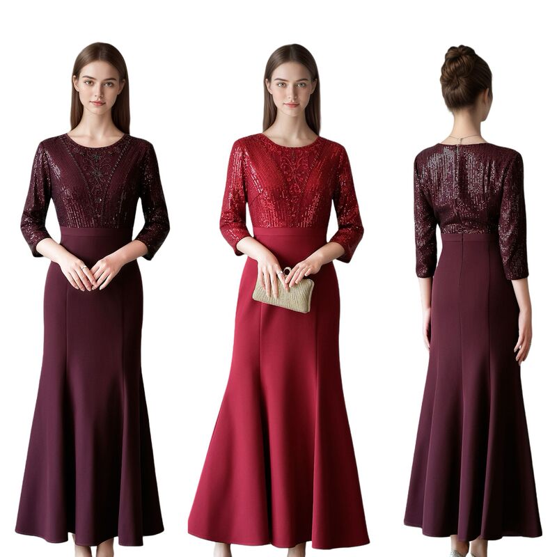 Daiweier Sequin Fashion Fishtail Dress 2025 New Mother's Dress Elegant Elegant Mid-Length Dress Long Skirt
