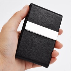 工場卸売りスポットステンレスPU縦型名刺入れアルミ合金名刺入れクリエイティブギフトロゴたばこ入れ