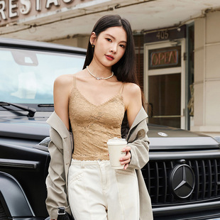 French Lace Heating Warm Camisole Autumn and Winter with Chest Pad Branding Slim-fit Slim-fit Slimming Base Jacket 6063