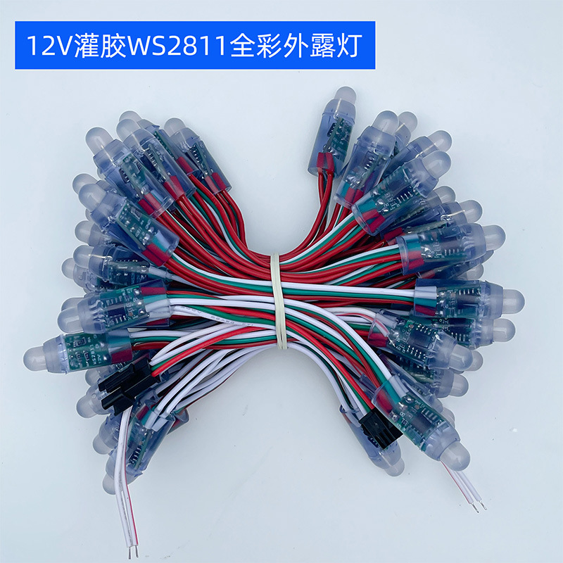 12mm pegamento relleno impermeable LED a todo color luz expuesta cadena 5V12V perforado palabra luminosa luz del pixel decoración de Navidad brillo