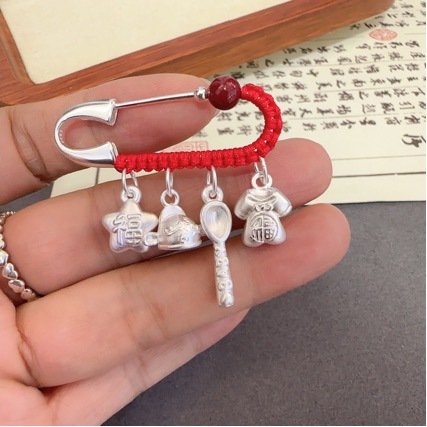 Pregnant Women's Dragon and Snake Baby Pure Silver S925 Pendant Infant Newborn Children's Brooch for Calming Anxiety When Going Out