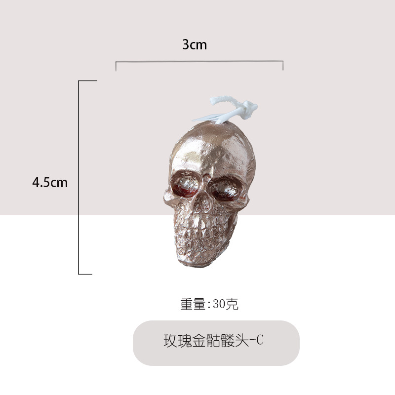 Ventas transfronterizas calientes de oro rosa de alto nivel de cráneo vela vela decoración adornos de Halloween al por mayor regalos de acompañantes