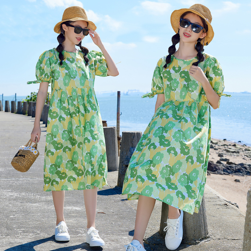 Vestido de algodón puro de verano para niñas 2024 nueva ropa de verano para niños medianos y grandes estilo occidental vestido de princesa celebridad de Internet falda de niñas moda