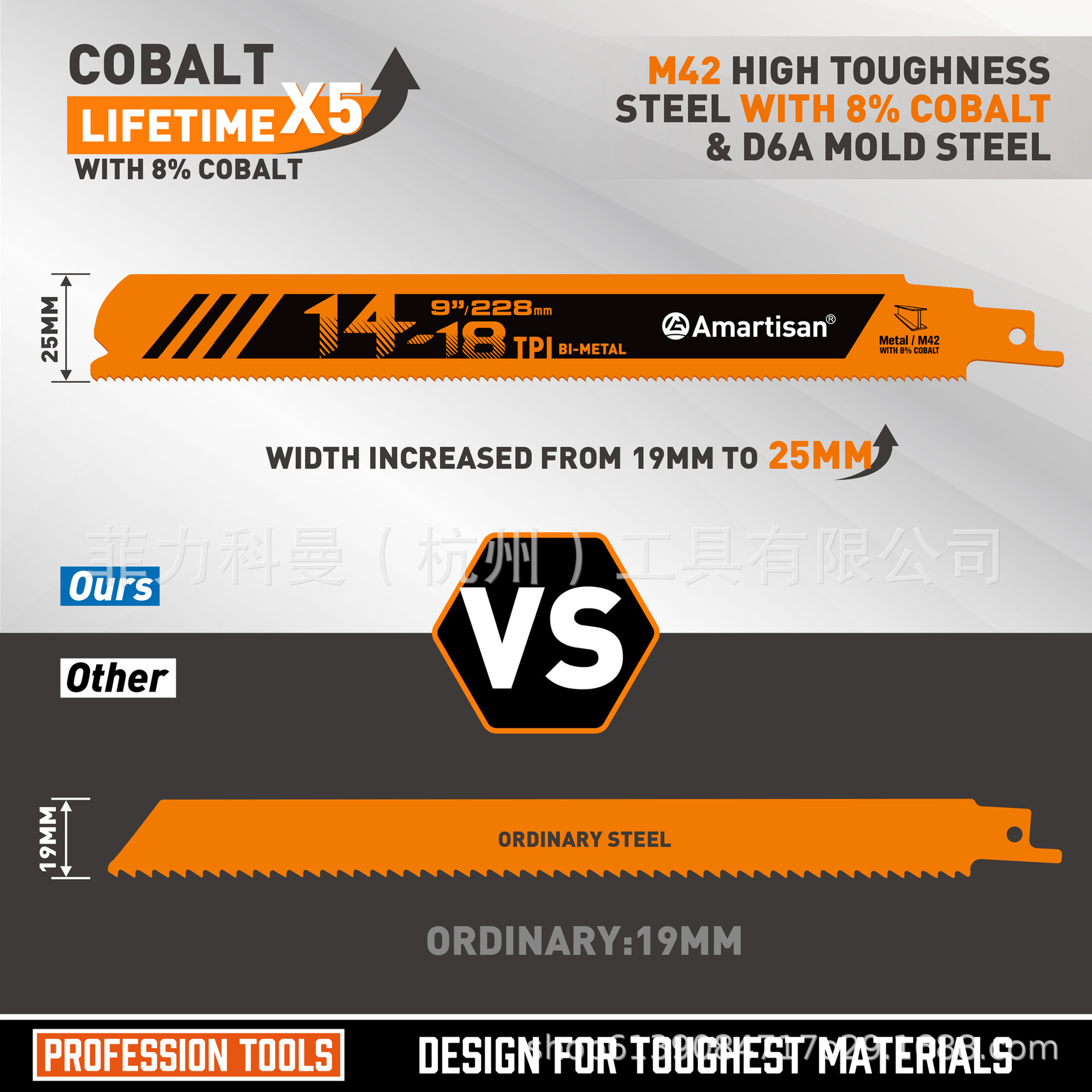 Set de 25 piezas de hoja de sierra recíproca de corte de metales pesados, 9 pulgadas 14 - 18TPI, hoja de sierra bimetálica