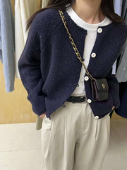 韩版软糯短款开衫外套女早秋新款通勤毛衣百搭宽松慵懒风针织上衣
