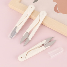 U型家用便携彩色小剪刀塑料弹簧纱剪 十字绣线头剪鱼线剪缝纫剪刀