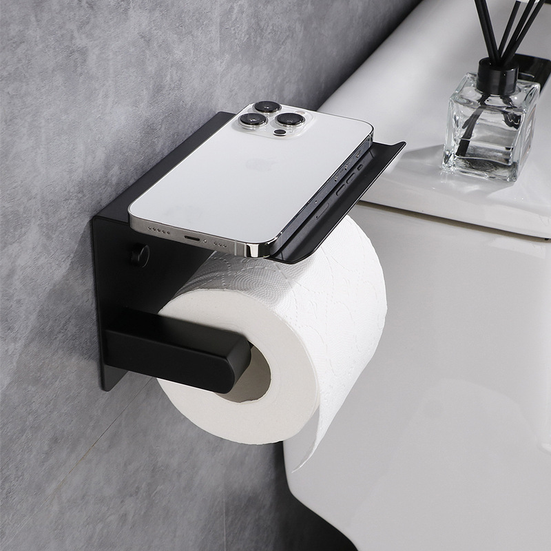 Titular de papel higiénico creativo titular de papel higiénico transfronterizo negro ponche-libre titular de papel de baño de acero inoxidable teléfono móvil