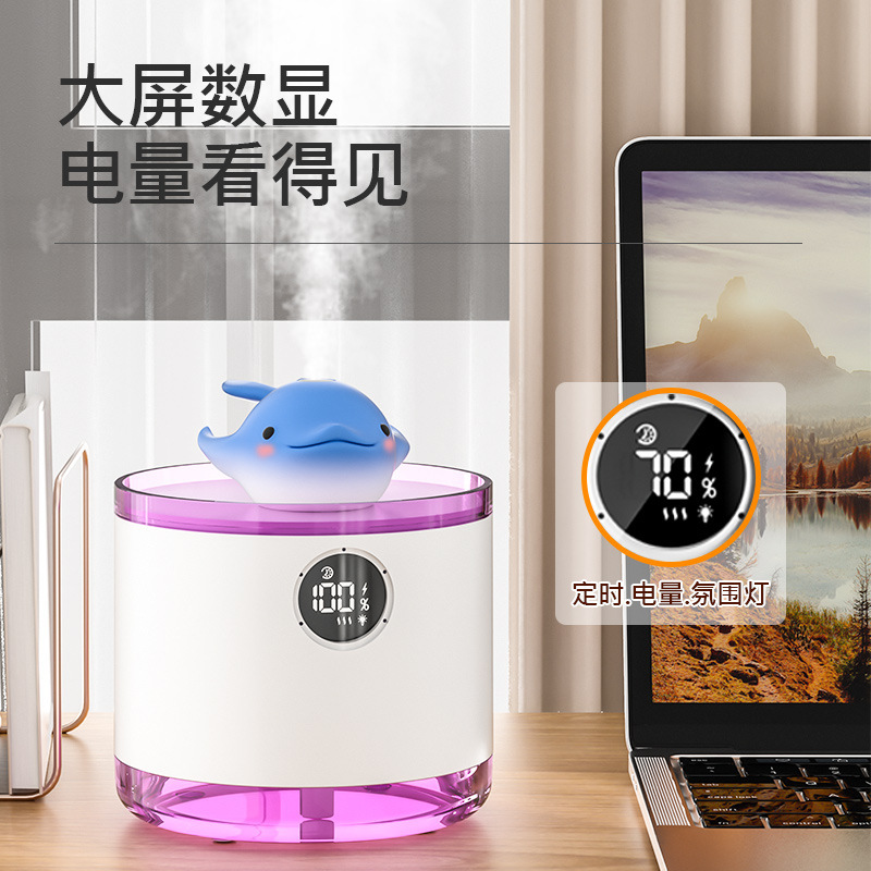 新型デスクトップ加湿器 USB 大容量 かわいいクジラ型 寝室 リビング オフィス 高品質空気加湿器|undefined