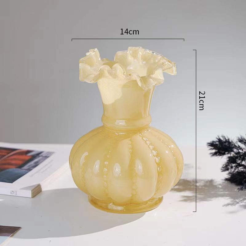 Ornamentación floral de la sala de estar vidrio esmaltado alto rosa cristal francés Fenton decoración creativa europea hecha a mano