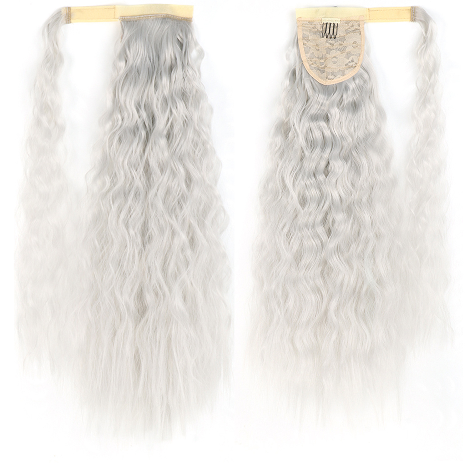 55CM seda europea y americana de alta temperatura velcro de maíz velcro de cabello largo rizado agua cola de caballo pelucas onduladas