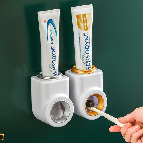 Light luxury fully automatic toothpaste squeezing artifact wall-mounted squeezer set household punch-free toothbrush storage rack