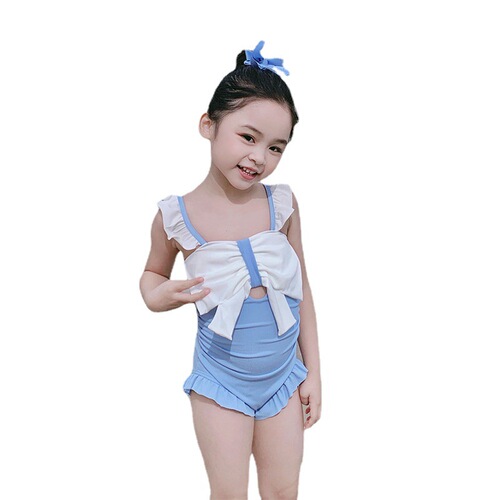 Children's swimsuits, girls, little ones, one-piece hot spring swimsuits, small fresh Korean style cute bows, professional wholesale swimsuits