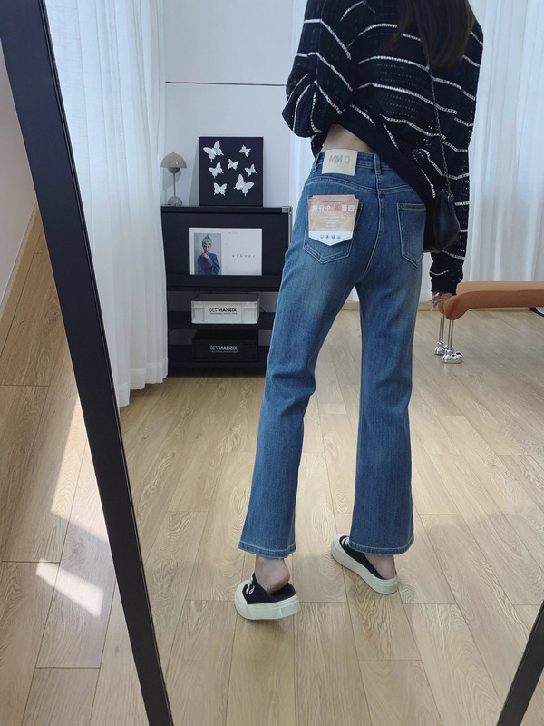 四面弹小开叉高腰显瘦微喇牛仔裤女秋季2025新款裤子修身喇叭裤|undefined