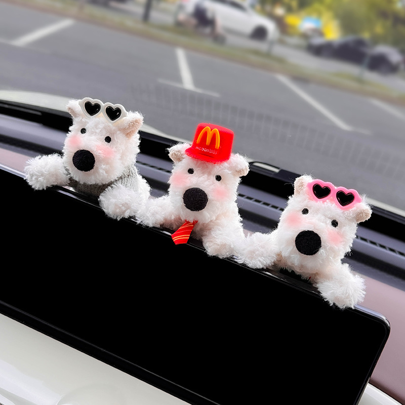 Decoración de coche de West Highland, accesorios de coche, pantalla de control central, muñeca de fiesta, pantalla de visualización de cachorro, linda decoración de pantalla