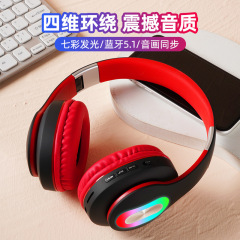 ヘッドマウント型Bluetoothヘッドセット ワイヤレスイヤホン 360度サラウンドサウンド 超軽量設計 LED発光 クリエイティブな発光