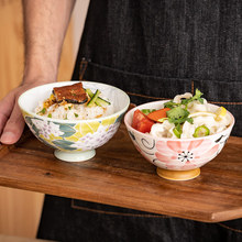 日本进口 日式可爱米饭碗 釉下彩陶瓷碗餐具