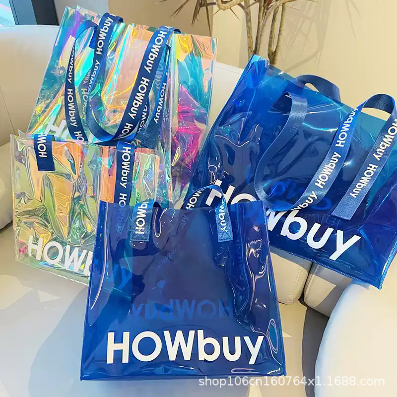 Bolsas láser se pueden personalizar bolsas de plástico de PVC bolsos de regalo transparentes de alta gama bolsas de regalo tpu deslumbrantes bolsas de gelatina personalizadas