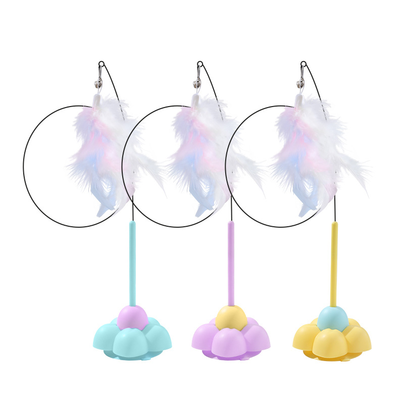 Juguete para gatos, palo para gatos divertido, ventosa potente, alambre de macaron, palo para gatos divertido, fijo, juguete para gatos de mano