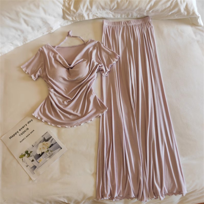 33027.3#Luolan Ningzi (고정 가슴 패드 포함) 반팔 + 바지