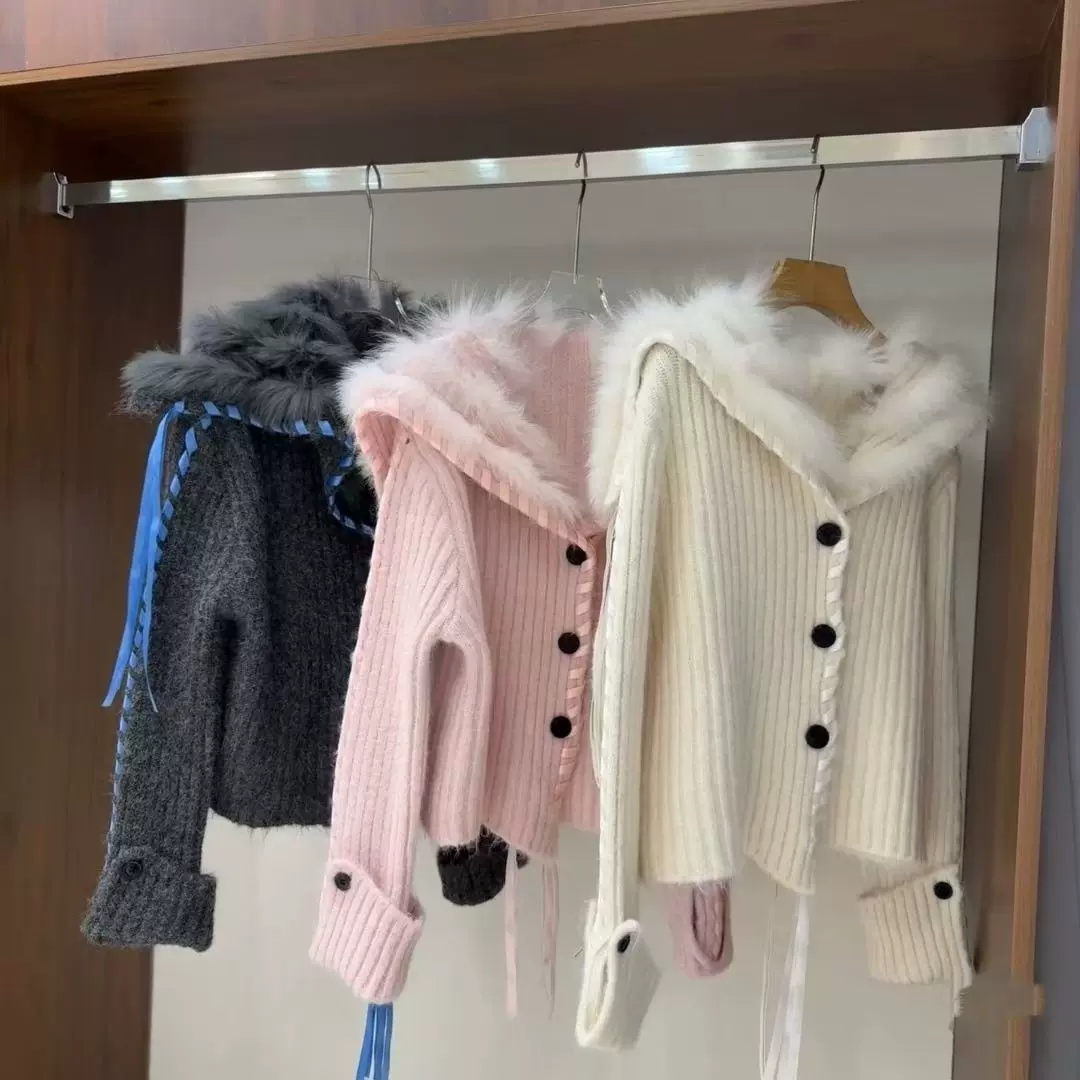 海军领短款针织开衫女2025秋冬季新款高级感穿搭宽松加厚毛衣外套