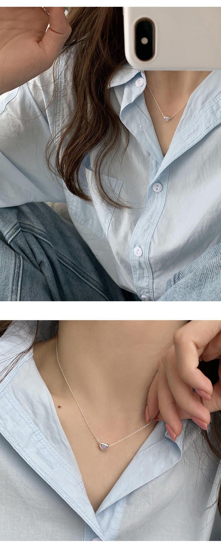 Fashion Heart Shape Sterling Silver Plating Pendant Necklace