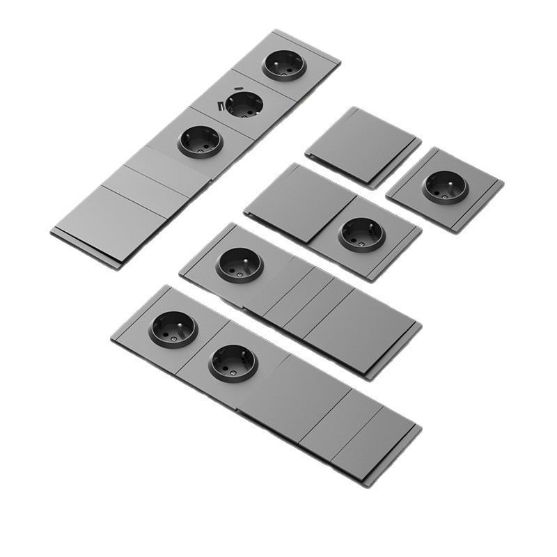 Interruptor de pared estándar europeo enchufe de pared negro alemán enchufe de agujero redondo CE interruptor Euro 16A 250V